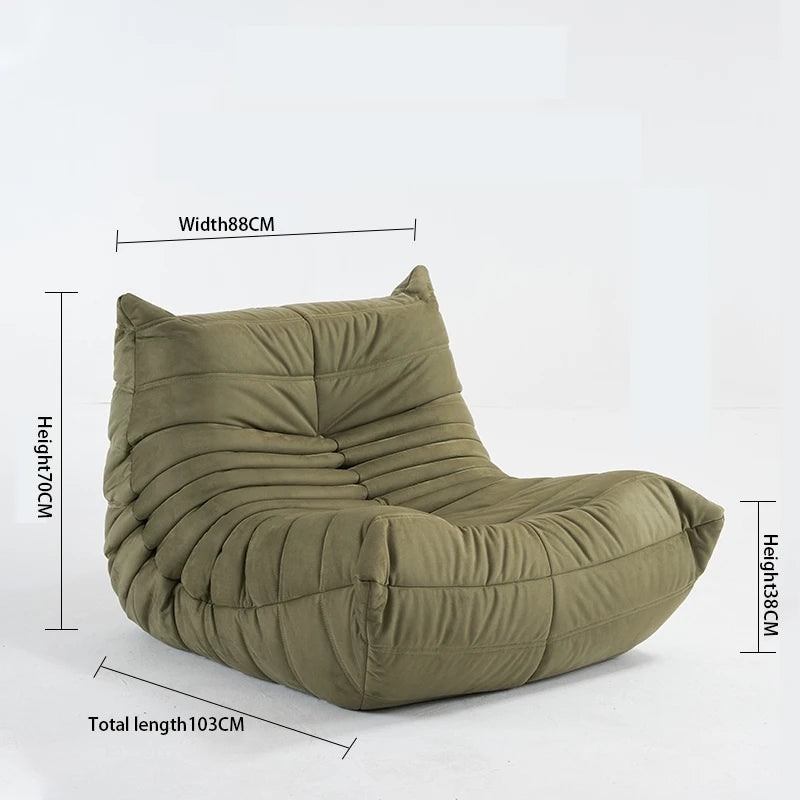 No-EN-Name-Null Modern Armless Soft Plush Orange Upholstered Padded Faux Synthetic Leather Fabric Cushions Caterpillar Bean Bag Chairs/Colors-Orange/White/Black/Blue/Pink/Gray