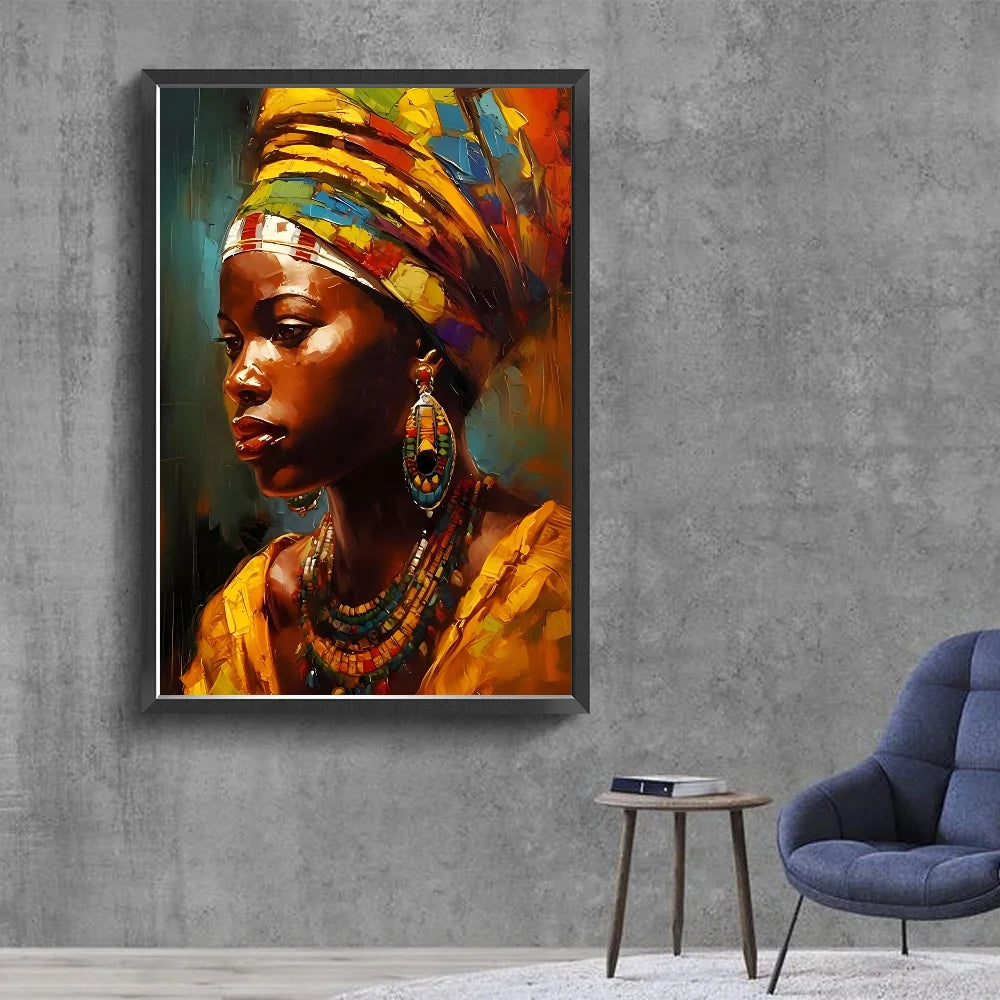 No-EN-Name-Null Modern Retro Unframed Waterproof Rectangle Shaped Vivid Multicolor HD Movie-TV Graffiti Beautiful African Woman Singer-Musician Art Posters / Colors-Black/Multicolor