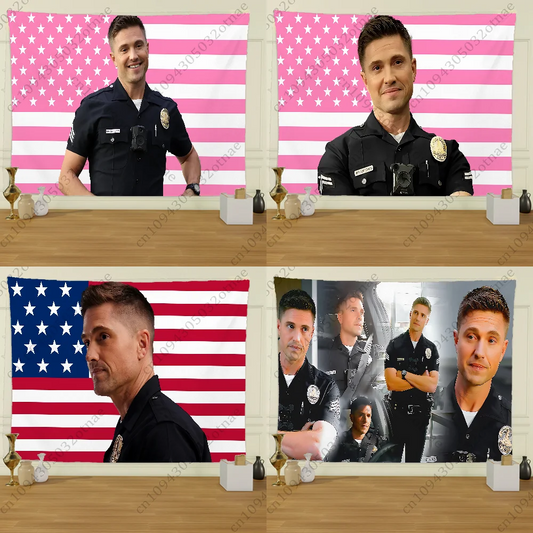 Rectangle Polyester Printed Traveling Rookie Tim Bradford America Flag Wall Hanging Tapestries/Colors-Pink/Red/Multicolor