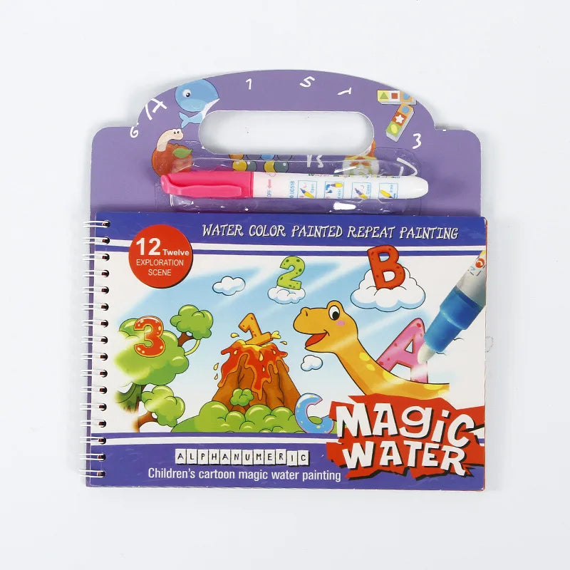 No-EN-Name-Null Babies-School-Age Kids 12 Scenes Magical Watercolor Pen Painting Multicolor Plastic-Cardboard Paper Early Educational Learning Reusable Drawing-Coloring Books-Pads /Ages: Newborn-School-Age Kids/Colors-Multicolor/Red/Green/Blue/Animal