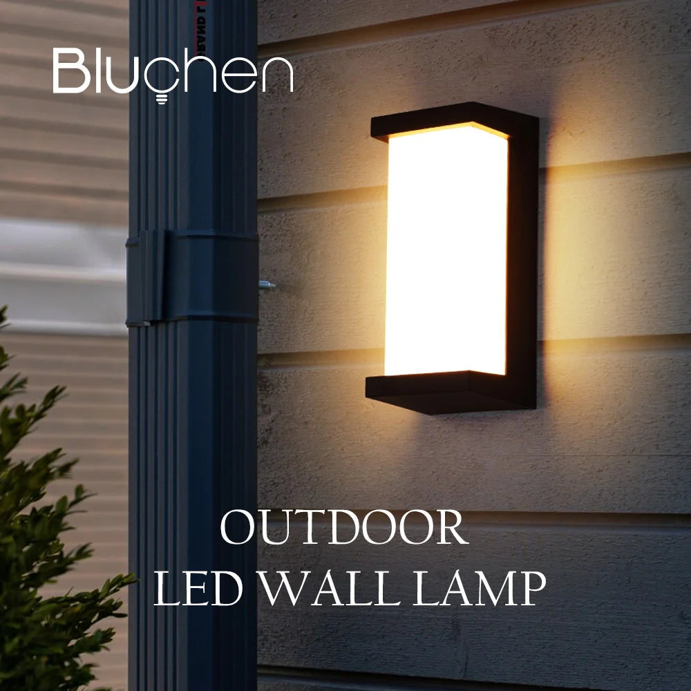 BLUCHEN EBUYBEST Outdoor Black-White Rectangle Shaped Plastic Body Warm White LED Light Anti-Corrosive Pest-Resistant Waterproof Wall-Mounted Porch Lights/Bulbs Included