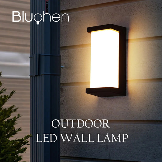 BLUCHEN EBUYBEST Outdoor Black-White Rectangle Shaped Plastic Body Warm White LED Light Anti-Corrosive Pest-Resistant Waterproof Wall-Mounted Porch Lights/Bulbs Included