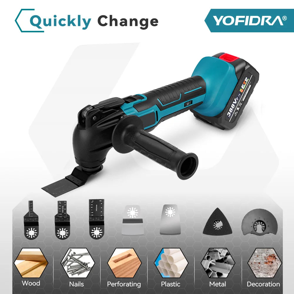 NEWBENY Outdoor Handheld Black-Blue Body Electric Rechargeable Battery-Powered Cordless 6 Speed Gears Oscillating Angle Multifunction Power Tools/Colors-Black/Blue/Red/Gray/Multicolor/1-22 Accessories/2 Lithium Batteries/1 Charger