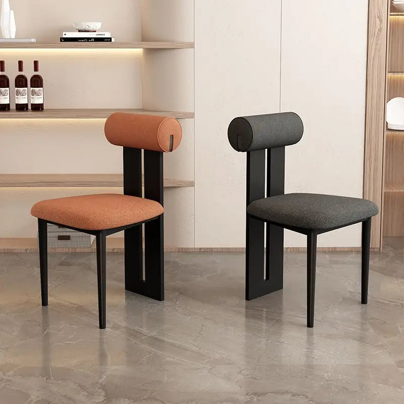 Nordic Modern Solid Wood Hard Backrest Dining Skin-Feeling Flannel Cushion Chairs/Colors-Black/Orange/Brown/Green/Beige