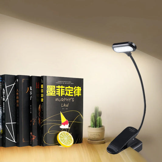 Mini Black Flexible Plastic Portable LED Clip-On Book Desktop Lamps/ Battery Powered/Battery Not Included/3-AAA Batteries Required