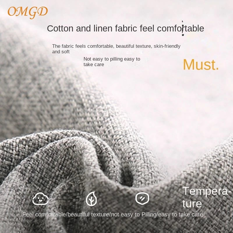 OMGD Modern Medium Firmness Wear-Resistant Removable Washable Soft Plush Thick White Upholstered Padded Breathable Polyester Cotton-Linen Fabric Cushions One Person OMGD Lazy Double Chaise Lounges Sofas/Colors-Beige/Gray/White