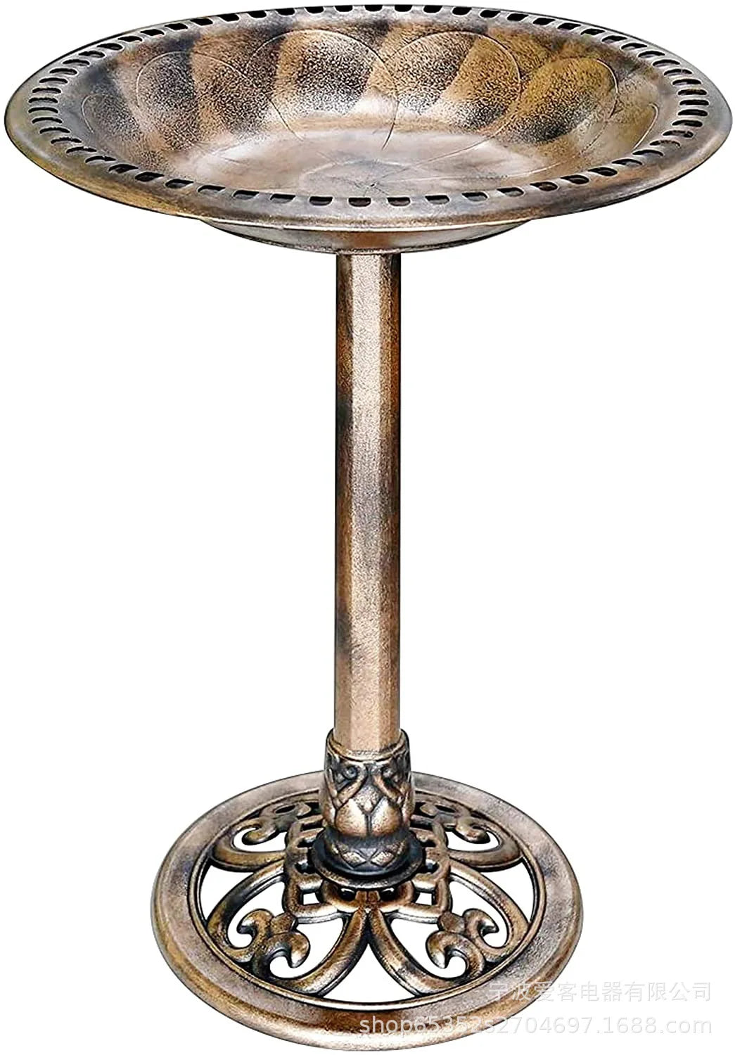 No-EN-Name-Null Outdoor Solar-Powered Blue Poly-Resin Pedestal Round Pond Fountain  Bird Baths