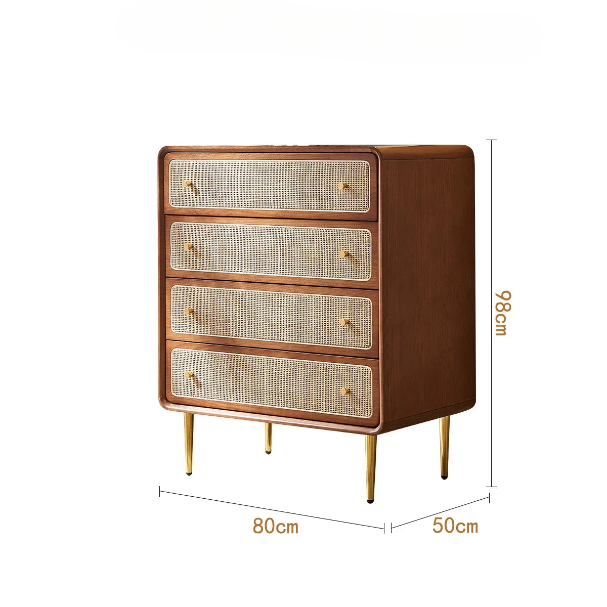 Brown Kitchen Storage Rattan Wood Sideboard w /Drawers/Doors