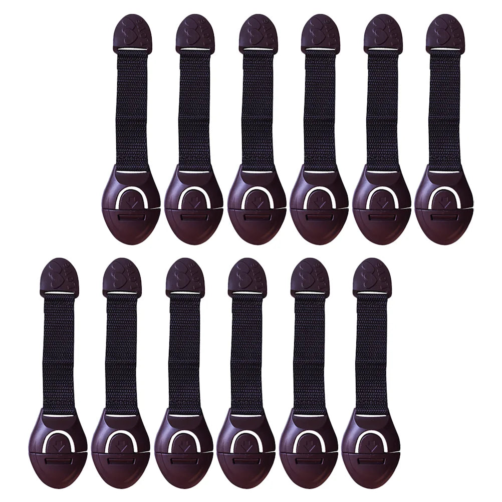 Self-Adhesive Durable ABS Flexible Removable Plastic Fabric Baby-Child Safety Cabinet Latch Locks/Colors-Black/Brown