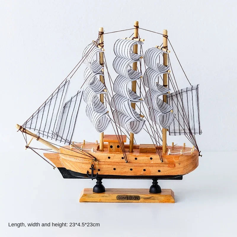 Wood/Fabric Nautical Sailboat Models/Colors-White/Black/Blue