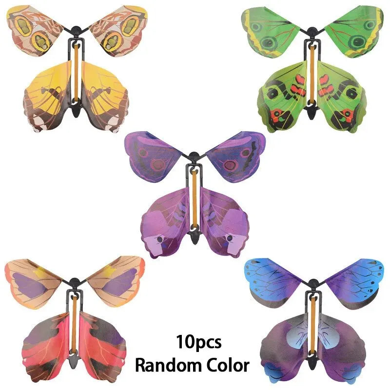 No-EN-Name-Null Kids 10 PCS Plastic Floral Multicolor Dots Funny Wind-Up Rubber Band Flying Butterflies Books Educational Toys /Ages: 3 Years Old-Older