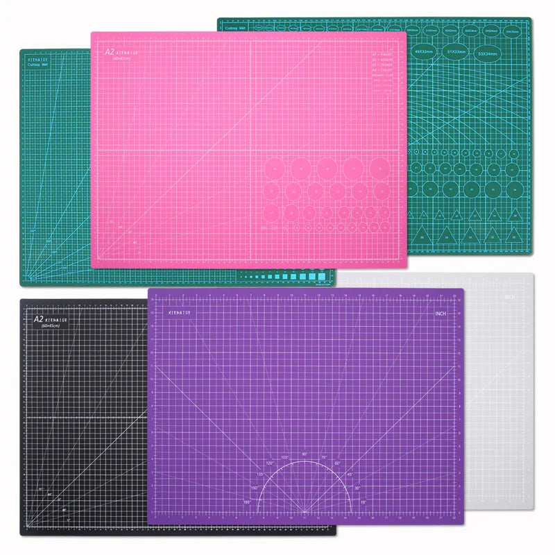 XIEHAIGE Durable Standard Size Purple Plastic A2 Front Self-Healing Grid-Lines Craft Cutting Mats/Colors-Green/Gray/Black/Pink/Purple