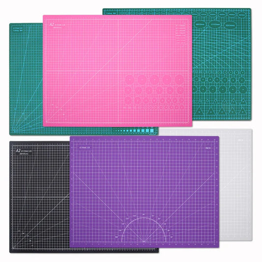 XIEHAIGE Durable Standard Size Purple Plastic A2 Front Self-Healing Grid-Lines Craft Cutting Mats/Colors-Green/Gray/Black/Pink/Purple