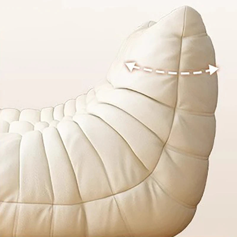 BIANXIANG Modern Medium Soft Firmness Double Seat L-Shaped White-Striped Design Velvet Synthetic Leather Cushions Bean Bag Sectional Sofas