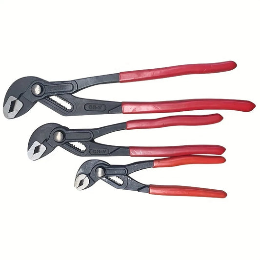 ALLSOME DIY Metalworking Handheld Black-Red Plastic Coated Handles Quick-Adjusting Chrome-Plated Steel Water Pump Pliers/Sizes: 7-10-12 Inch