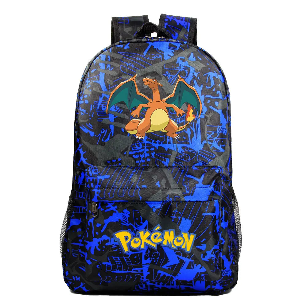 MINISO Kids Softback Waterproof Oxford Fabric Cartoon Anime Pokemon Design Adjustable Shoulder Straps-One Handle 15 Inch Laptop Single Compartment School Backpacks/Colors-Blue/Pink/Black/Multicolor