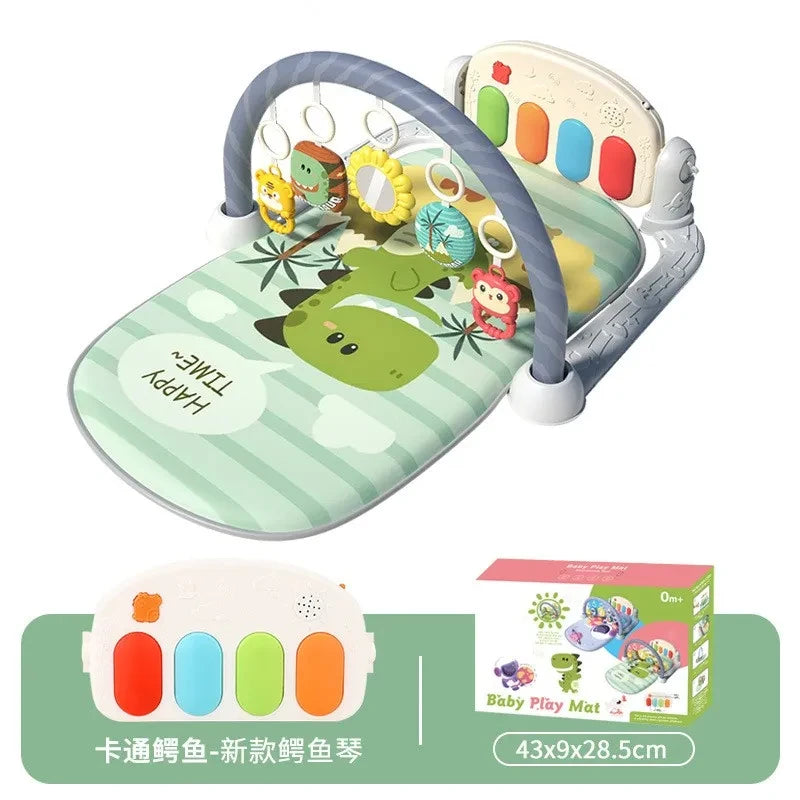 Babies-Preschooler One-Click 4 Mode Switching Rotating Piano Board Grip Training Shapes-Colors Lullaby Music Floor Play Mats/ Ages: Newborn 0-3 Years + Older/Colors-Animals/Blue/Multicolor/Geometric/Striped