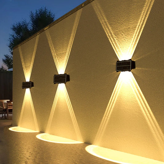 IEEYEEY Outdoor Modern Solar-Powered Dimmable Black Rectangle Plastic Body Warm-Cool-Daylight White LED Waterproof Up-Down Design Wall Landscape Pathway Lighting / Bulbs Included/Colors-Black/Yellow/Multicolor