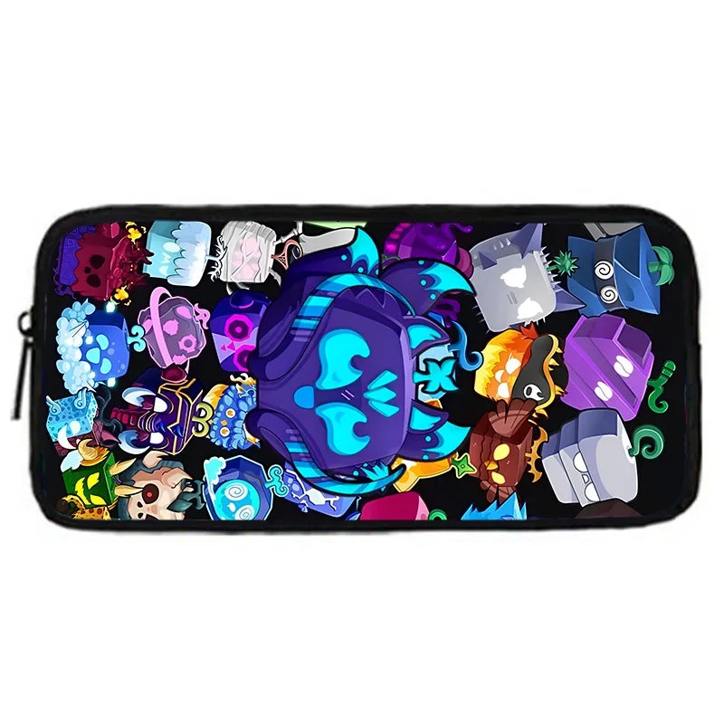 TOPTOY Kids Large Waterproof Multicolor Nylon Fabric Cartoon Smiling Fruit Critters Double Zippers Polyester Lining Shoulder Straps-Handle School Backpacks Sets/Pencil Bags/External Pockets/Colors-Multicolor/Black/Purple