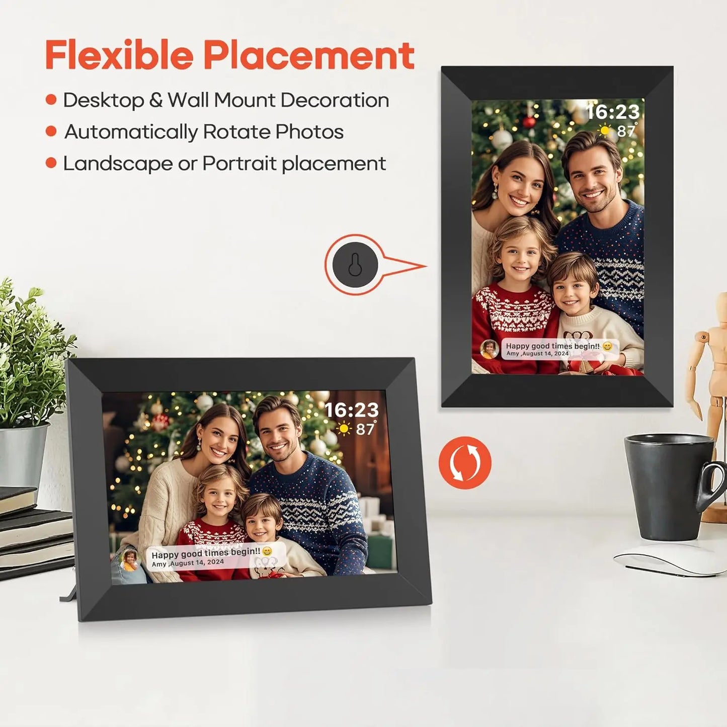 Digital Wireless-Instant Sharing 10.1 HD Touchscreen Photo Picture Frames/Holder Stand /Power Adapter/JPEG Image/WIFI-UBS/Wall Mount/Colors-Black/White