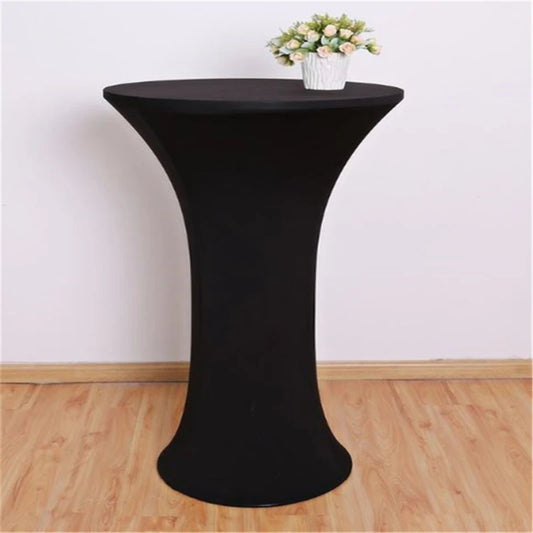 NULL Modern Black Round Shaped Soft Polyester Spandex Stretchable Table Cloths/Colors-White/Black/Red/For Weddings/Party/Hotel/Bar