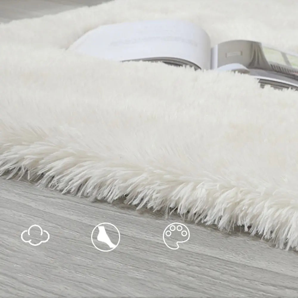 No-EN-Name-Null Indoor Modern Rectangle Soft Plush Thick Cut Imitation Wool Long Fluffy Non-Slip Acrylic Rugs/Colors-White/Gray/Beige/Pink/Hand-Machine Washable