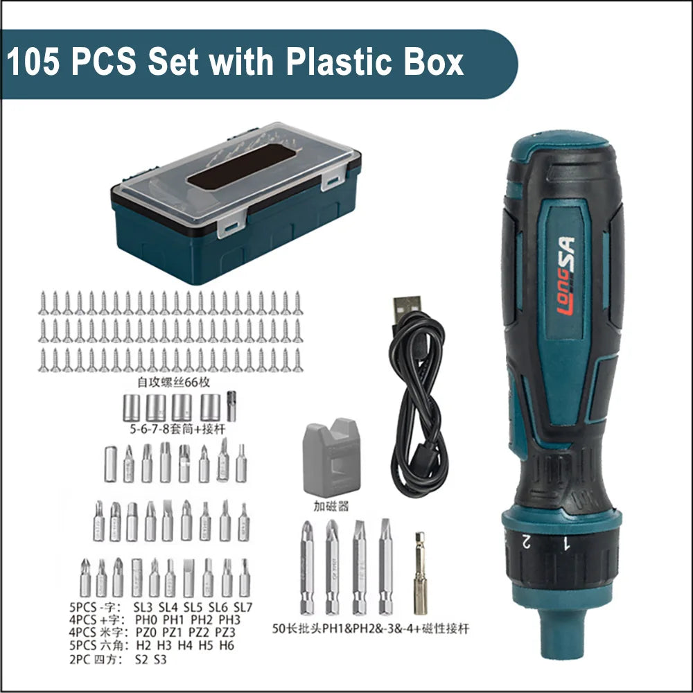 Large Torque Electric Screwdriver 0.15-7 Nm Manual Tool Ratchet Screwdriver Set Mini Electric Drill Hand Tools With Flashlight