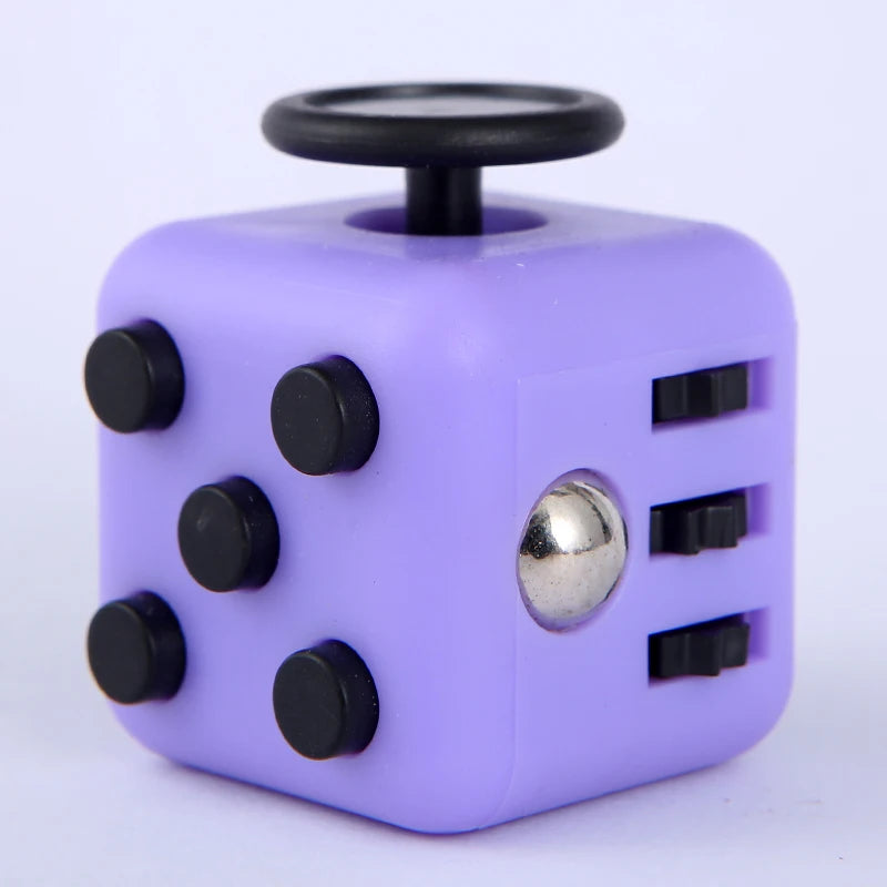 Plastic Black Dice Cube 6 Sides Textured Buttons Stress-Anxiety Relief Sensory Toys/Ages: 13-18 Years Old Adults/Colors-Black/Purple/Gray/Red/White/Multicolor