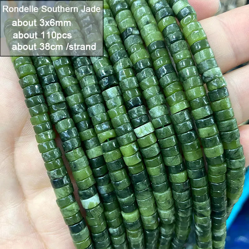 Wholesale 100%  Natural Green Jade Cylinder Square Irregular Faceted Round Stone Beads for Jewelry Making Diy Bracelet Charms