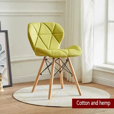 Nordic Cotton Hemp Upholstered Dining Beech Wood Legs Chairs/Colors-Purple/Red/Blue/White/Green/Yellow/Beige/Brown/Orange/Pink/Black