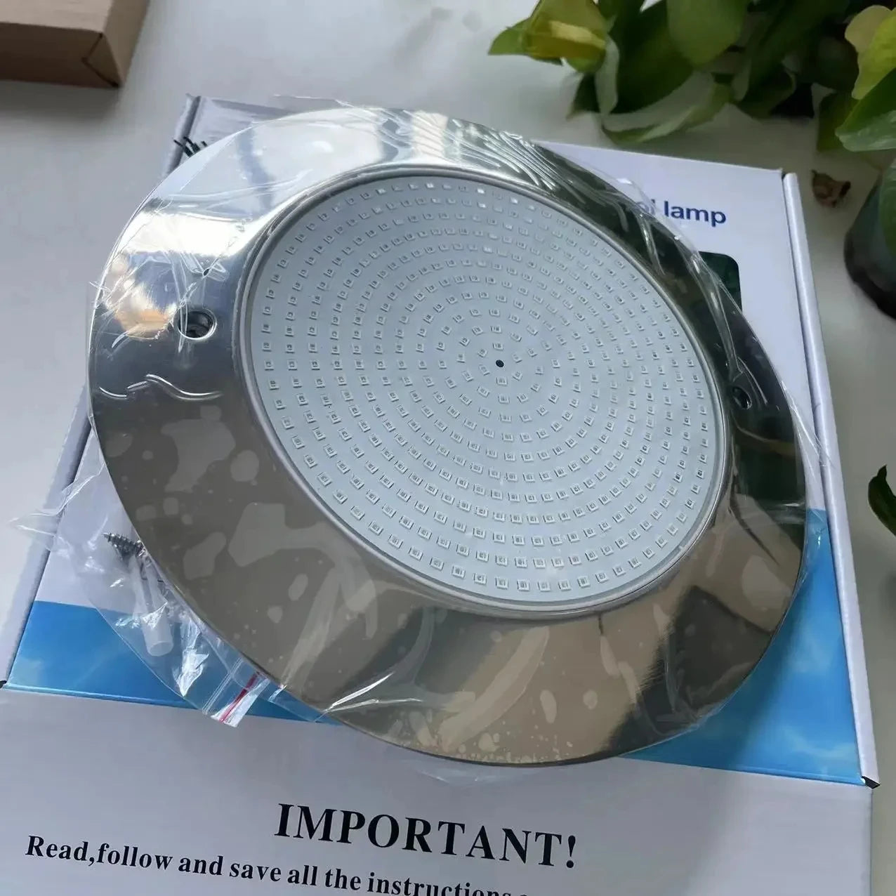 TUYA Outdoor 12V Ultra-Thin Silver Round Stainless Steel Metal Body Warm-Cool White-Blue LED Lights Emergency Underwater Swimming Pool Lights/Colors-Silver/White/Gray