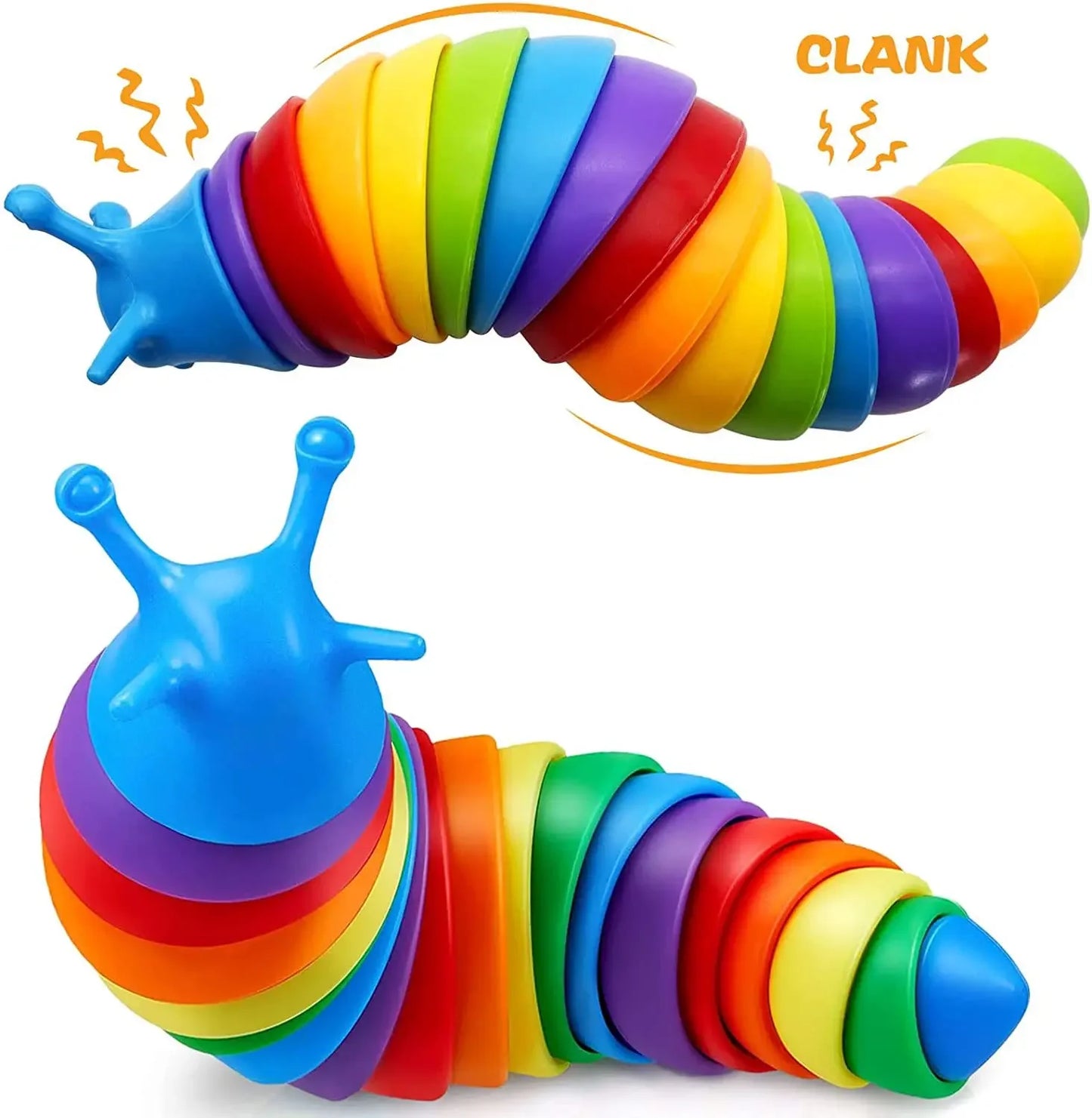 No-EN-Name-Null Kids-Adults Plastic 3D Colorful Rainbow Color Twistable Squishy Snail Slug Stress-Reliever Fun Sensory Decompression Activity Toys/Ages: 3-12 Years Old-Adults
