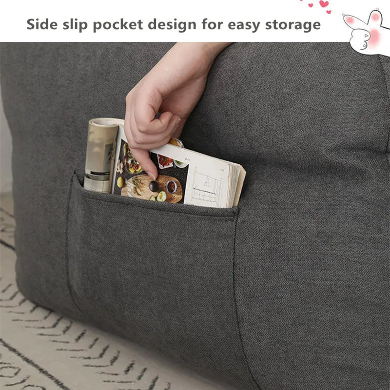 No-EN-Name-Null GIANT Soft Linen-Cotton Fabric Sofa Bean Bag Chairs/ Side Pocket/Detachable Cover /Washable /Colors-Gray/Blue/Yellow/Beige/Multicolor