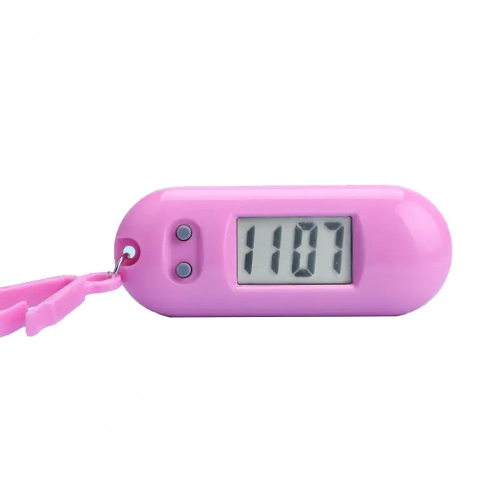 Universal All Ages Rectangle ABS Arabic Numeral Markers Luminous Display Electronic Clock Silent LCD Digital Portable Pocket Watch Keychains/Colors-Black/White/Pink/Orange/Yellow/Green