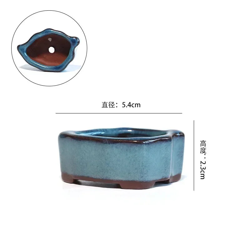 No-EN-Name-Null Indoor Mini Handmade Glazed Blue-Brown-Purple Ceramic-Purple Clay Succulent Multi-Shaped Thumb Flower Pots
