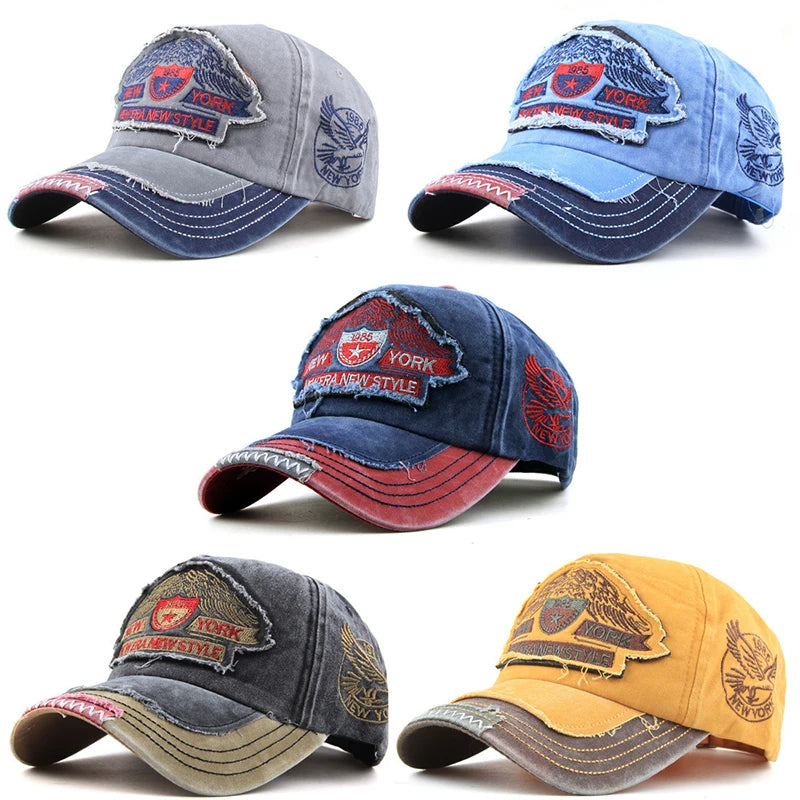 Adults Unisex Adjustable-Fit Washed Denim Breathable Sun UV Protection Polyester-Cotton Baseball Caps/Colors-Blue/Gray/Black/Striped/Multicolor