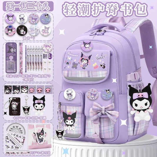 Kids Cute Cinnamon Dog Cartoon Polyester Backpacks /Air Cushion Belt /Reflective Stripe /Nylon/Built-In Compartment/Straps/Handles/Colors-Pink/Purple/Black/Blue/Animal