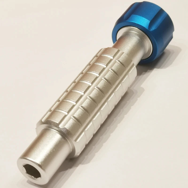 CRVOJEK Mini Non-Slip Silver Aluminum-Copper Alloy Built-In 1/4 Magnetic Bits Holding Blue Hexagonal Grip Metallic End Handles Screwdrivers