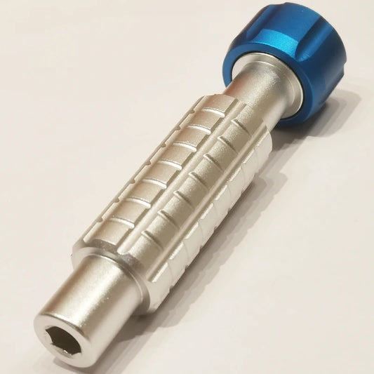 CRVOJEK Mini Non-Slip Silver Aluminum-Copper Alloy Built-In 1/4 Magnetic Bits Holding Blue Hexagonal Grip Metallic End Handles Screwdrivers