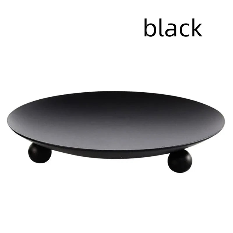 Modern Flat Iron Metal Rust Free Column Round Ball Feet Base Candleholders/Colors-Black/Gold