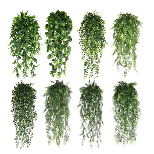 Green Outdoor Artificial Polypropylene Plastic Non-Flowering Hanging Persian FERN Vines Leaves