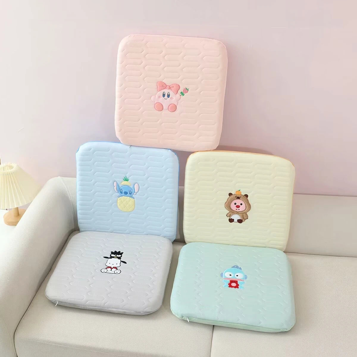 KUROMI Adult Handmade Cartoon Seat Cushion For Chairs/Light Colors-Light Blue/Light Pink/Light Peach/Light Green/Light Beige/ Light Off White/