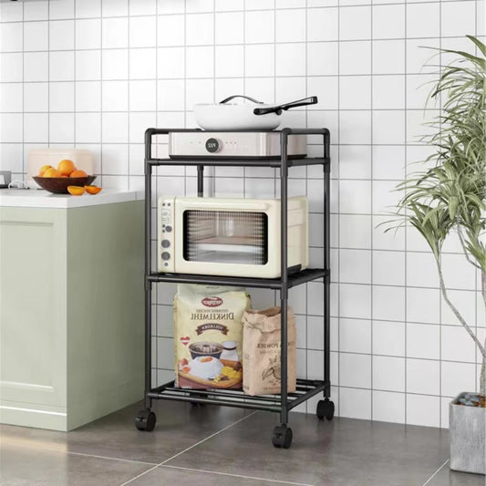 Small Kitchen Storage Cart w/ Wheels/Colors-White/Black