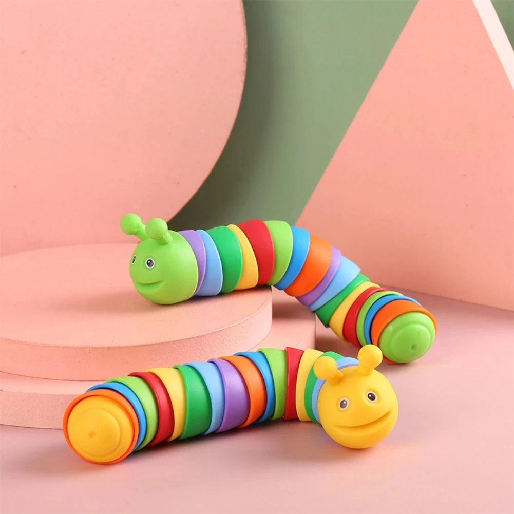 Plastic Funny  Soft Realistic Worm Puzzle Caterpillar Fidget Toys/Ages: 3-18+Years Old/Colors-Green/Blue/Yellow