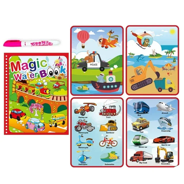 No-EN-Name-Null Kids Plastic Ringed Multicolor Early Education Magical Water Book Pen Paper Drawing Reusable Coloring Books-Pads/Ages: 3-8 Years Old/Colors-Blue/Green/Multicolor/Animals