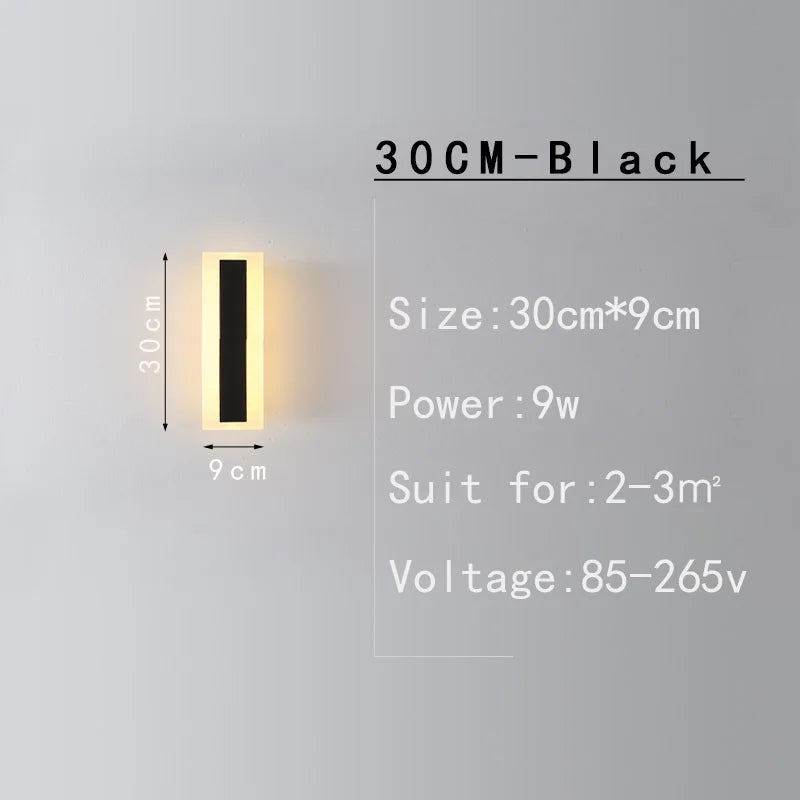 MING-JIE-LUO Indoor-Outdoor Waterproof Long Vertical Rectangle Silver Polished Chrome Aluminum Metal Body AC-Powered Acrylic Warm-Cool White LED Light Courtyard Wall Light Fixtures /Colors-Silver/Black/White