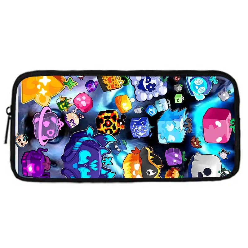 TOPTOY Kids Large Waterproof Multicolor Nylon Fabric Cartoon Smiling Fruit Critters Double Zippers Polyester Lining Shoulder Straps-Handle School Backpacks Sets/Pencil Bags/External Pockets/Colors-Multicolor/Black/Purple