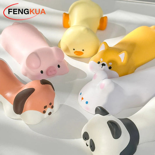 FENGKUABAO Customized Cute Adorable Panda-Duck-Dog-Cat-Pig-Rabbit-Shiba Inu-Frog Animal Shaped Soft Comfortable Silicone Ergonomic Support Wrist REST Computer-Laptop Mouse Pads/Colors-White/Pink/Yellow/Multicolor/Animals