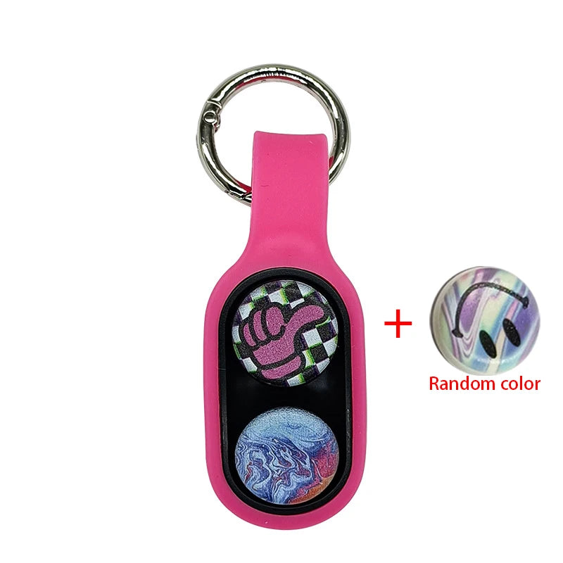 Lightweight Portable Multicolored Plastic Round Magnet Fingertip Elastic Ice Hockey Pucks  Fidget Toys Keychains/Colors-Purple/Blue/Pink/White/Green/Black/Multicolor