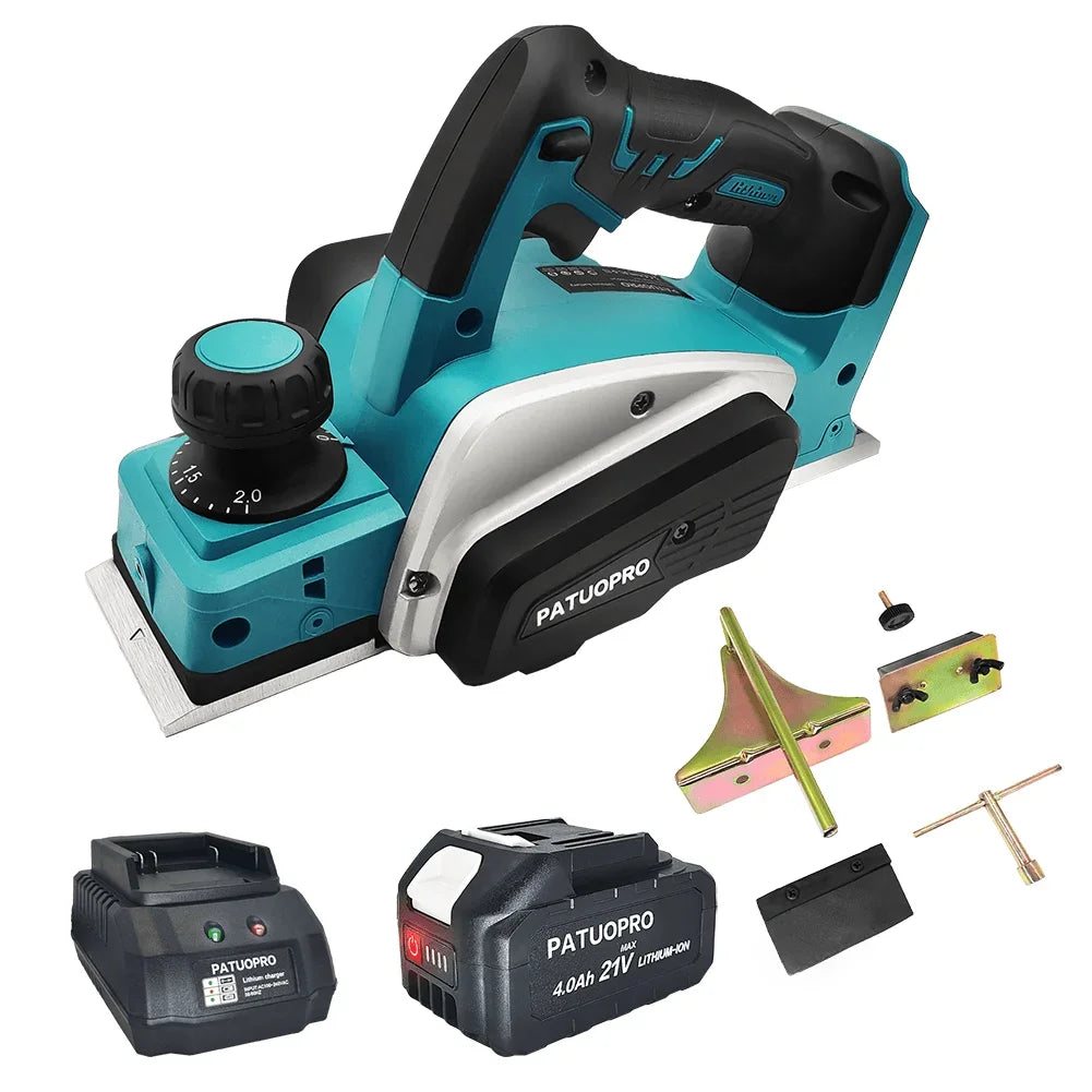PATUOPRO Electric Brushed Motor Cordless Battery-Powered Rechargeable Wood Cutting Handheld Planers /Adapts To Makita 18V Lithium Battery/NO BATTERY